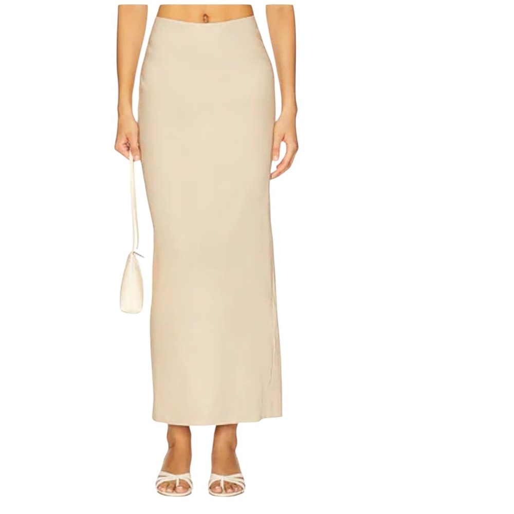 Ronny Kobo Knit Maxi‎ Skirt Camel Tan Minimalist High Waist Column Small